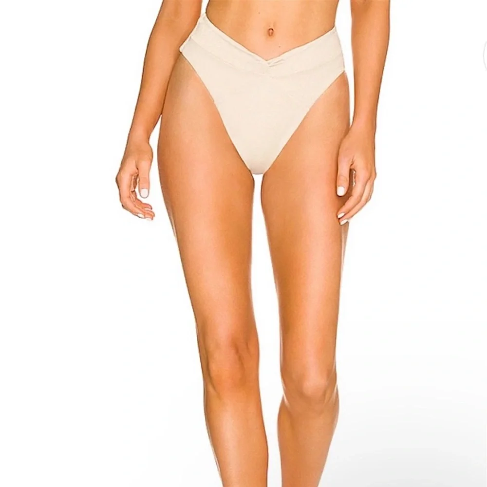 NWT Revolve L*Space Nancy Lee Bikini Bottoms Shimmer Bone / Light Beige